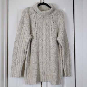 NORM THOMPSON | Cream Turtleneck Cable Knit Sweater Size L